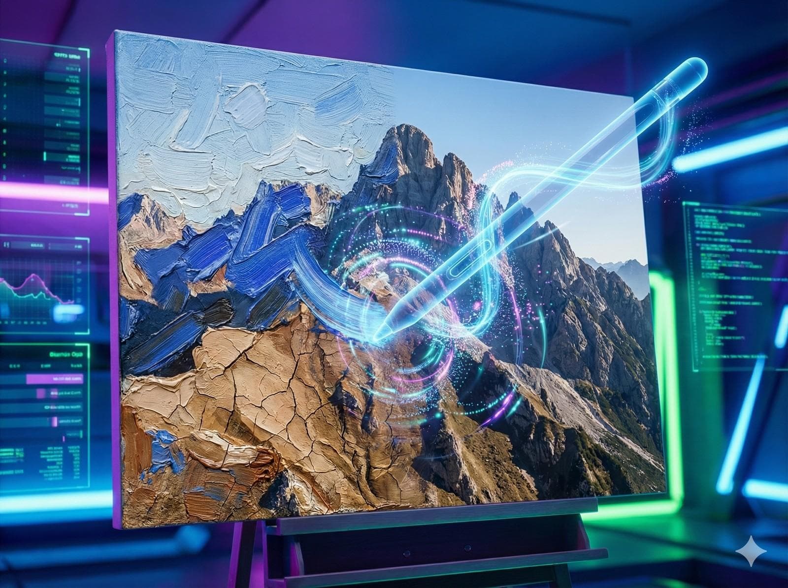 Close up of AI oil painting texture