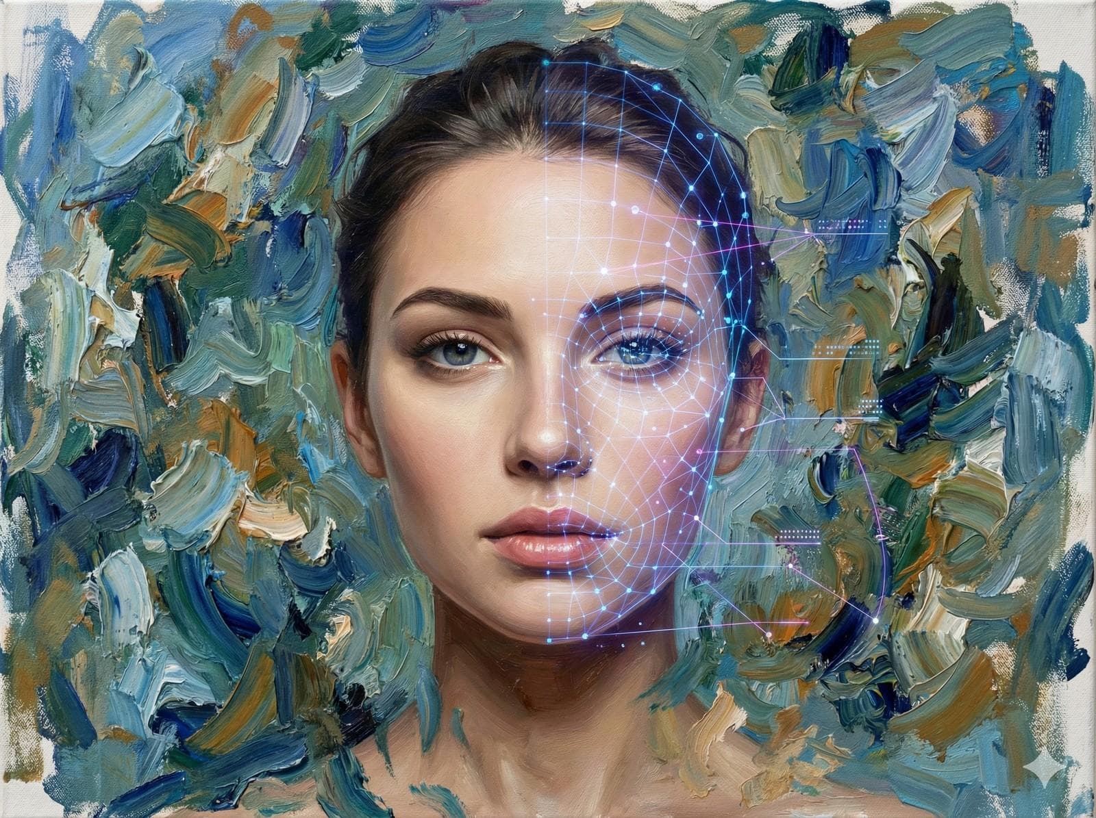 Comparison of portrait photo and AI art