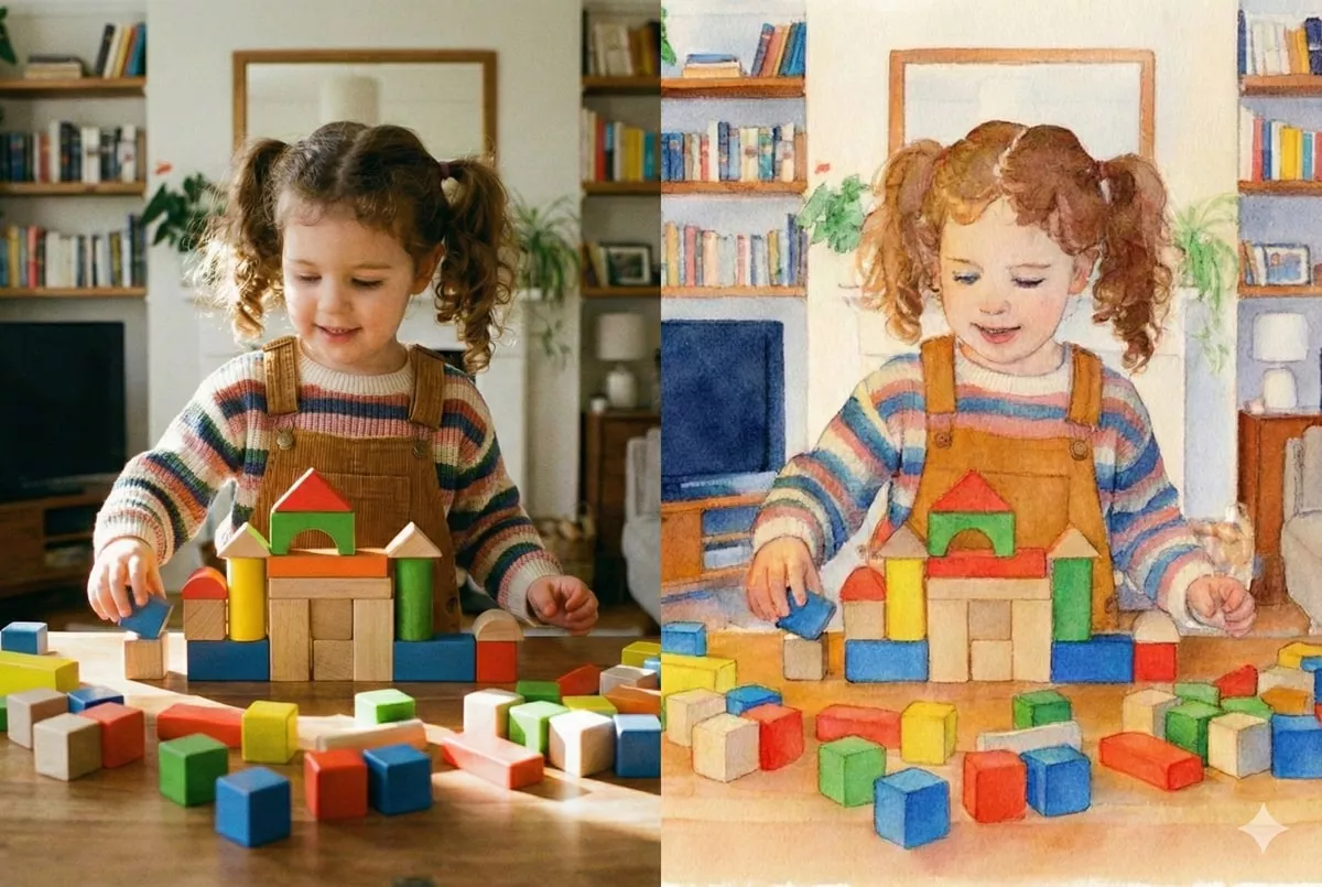 清新水彩 AI 效果预览 - 将照片转换为 清新水彩 风格